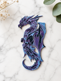 Marque-page Crystal Wyvern imprimé en 3D, dragon fantastique multicolore avec ailes et écailles détaillées, cadeau booklover fabriqué au Québec, Krystall Kreations