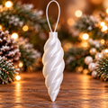  Décoration de sapin en forme de glaçon torsadé Blanc Silk, imprimée en 3D avec finition brillante effet silk et attache intégrée