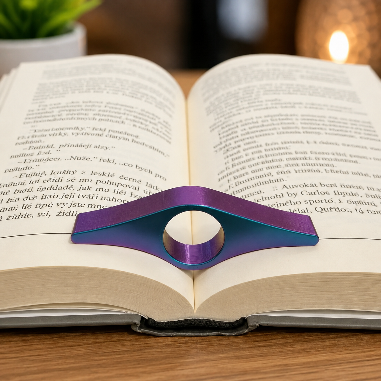 Page holder support de lecture au pouce imprimé en 3D, léger et compact, permet de lire d'une seule main, disponible en plusieurs couleurs, fabriqué au Québec