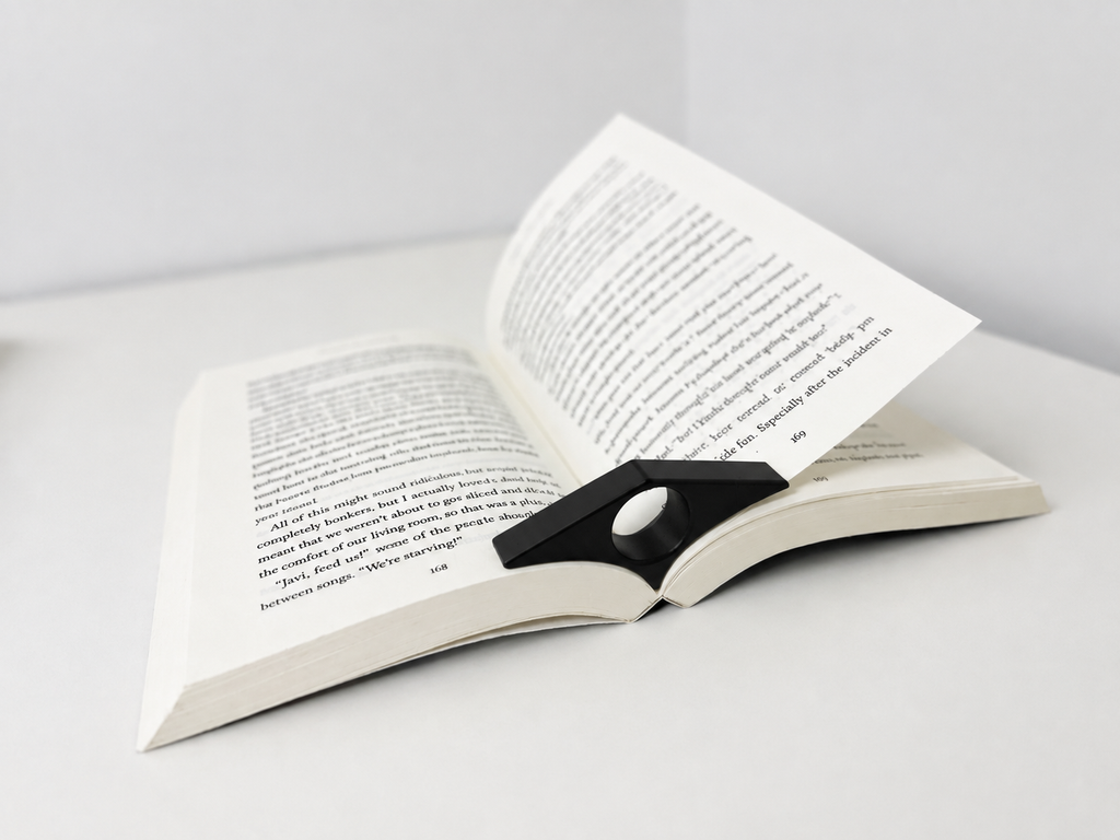 Page holder support de lecture au pouce imprimé en 3D, léger et compact, permet de lire d'une seule main, disponible en plusieurs couleurs, fabriqué au Québec