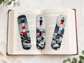 Trio de 3 marque-pages Phares imprimés en 3D, design maritime noir blanc rouge avec illustrations de phares côtiers, cadeau booklover fabriqué au Québec, Krystall Kreations