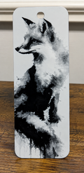 "Marque-page renard style aquarelle imprimé en 3D, design noir et blanc"