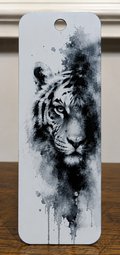 "Marque-page tigre aquarelle imprimé en 3D, design noir et blanc, fabriqué au Québec"