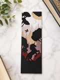 Marque-page Ombre de Licorne imprimé en 3D, silhouette de licorne dans une forêt enchantée sous la lune avec effet de profondeur, cadeau booklover fabriqué au Québec, Krystall Kreations