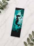 Marque-page Sirène imprimé en 3D, décor sous-marin turquoise et aqua avec silhouette de sirène, coraux et poissons, cadeau booklover fabriqué au Québec, Krystall Kreations