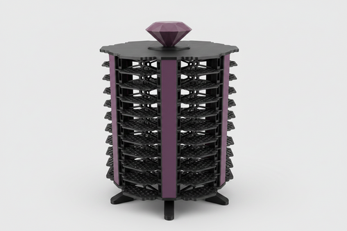 Carrousel de rangement Diamond Painting 40 conteneurs imprimé en 3D, organiseur rotatif pour perles strass, coloris Mauve