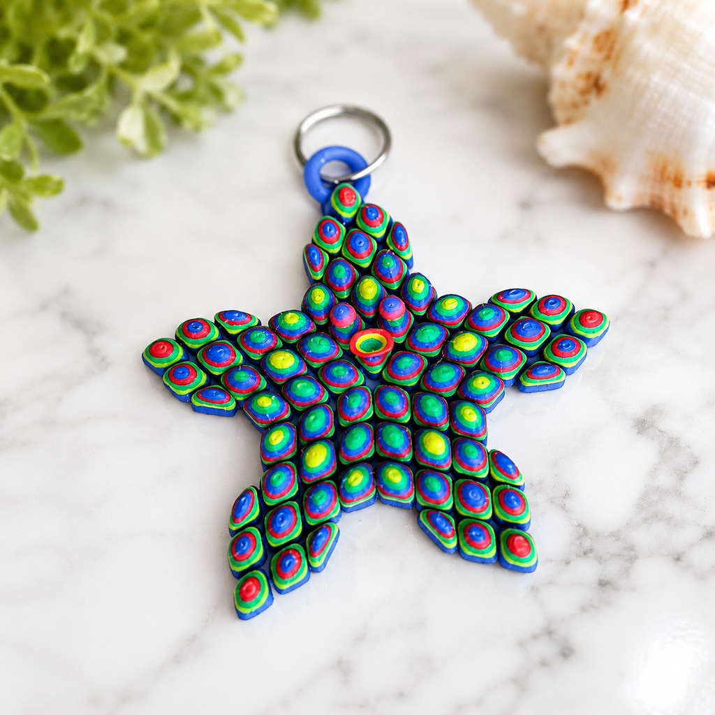 "Étoile de mer articulée TactiK imprimée en 3D avec anneau, fidget sensoriel coloré, 8 cm, Krystall Kreations"
