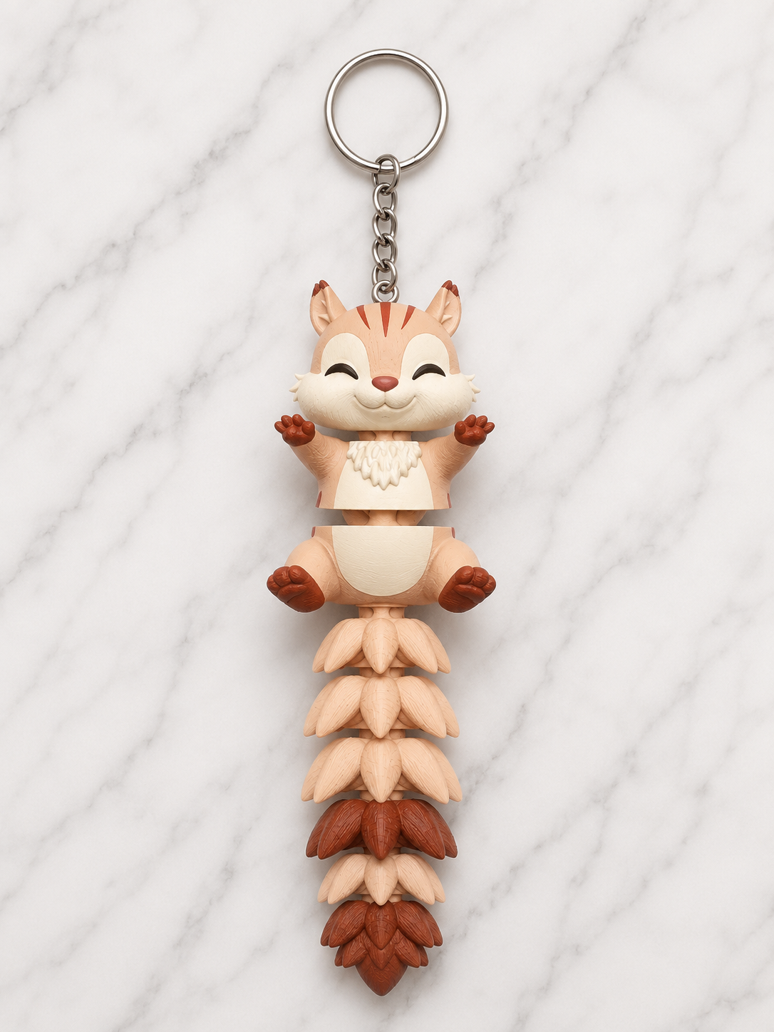 Porte-clé tamia articulé kawaii imprimé en 3D, figurine flexible et mignonne, cadeau original pour amateurs d'animaux, fabriqué au Québec