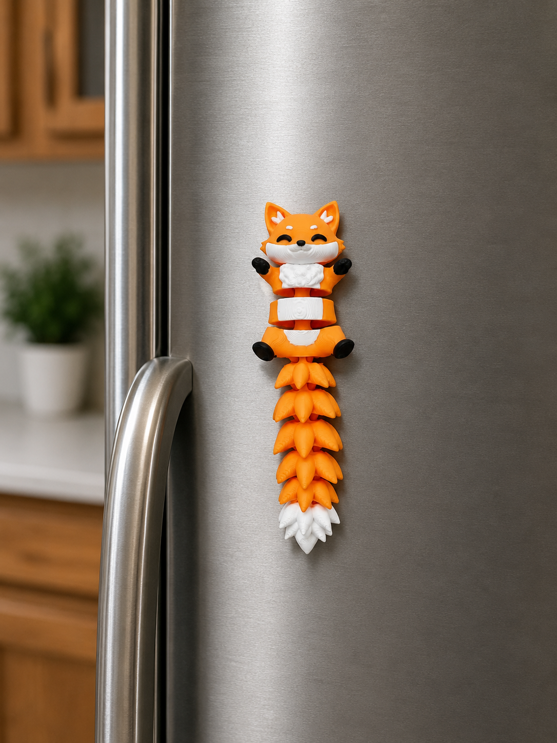 🧲 Aimant à frigo Flexi Friends – Renard Kawaii Articulé