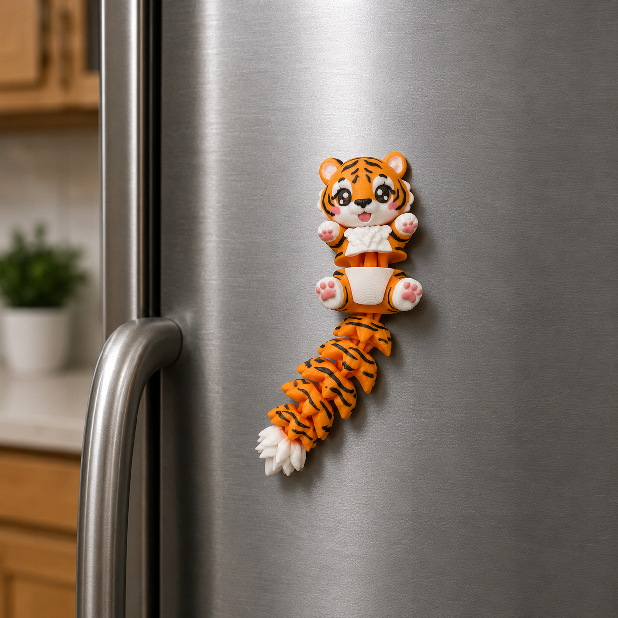 🧲 Aimant à frigo Flexi Friends – Tigre Kawaii Articulé