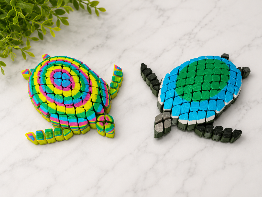 "Tortue articulée TactiK imprimée en 3D, fidget sensoriel avec carapace et pattes mobiles, format compact 8×10 cm, Krystall Kreations"